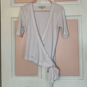 LOFT wrap shirt, size Small, white.